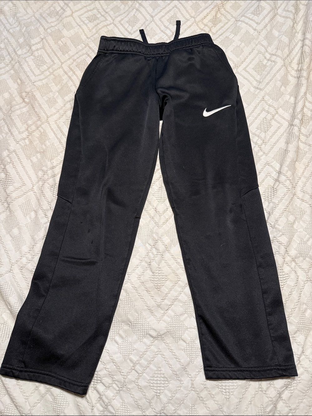 Nike Black Kids Athletic Joggers with White Swoosh